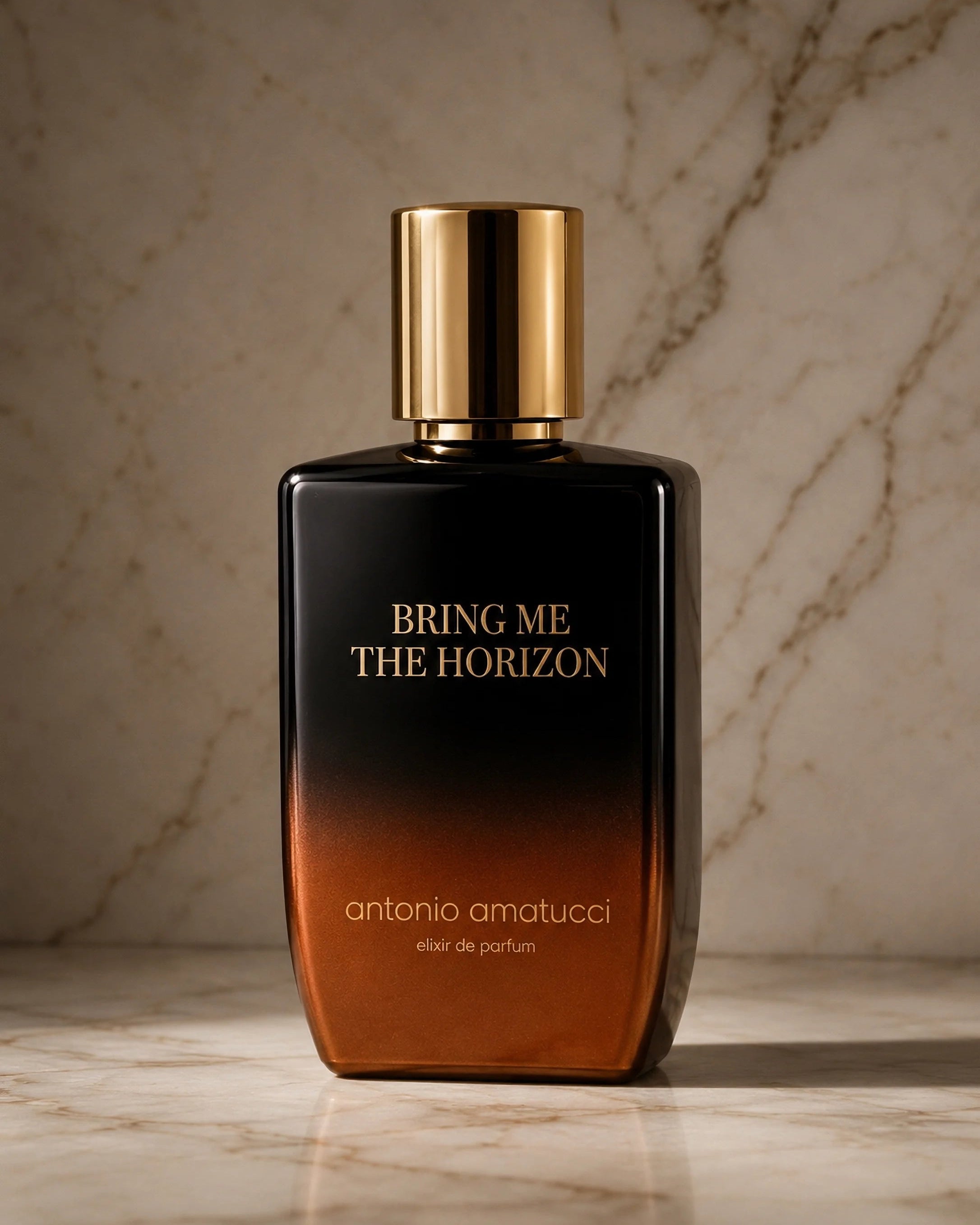 Flacone Bring Me The Horizon Elixir de Parfum Antonio Amatucci, profumo di nicchia al dattero e sale marino