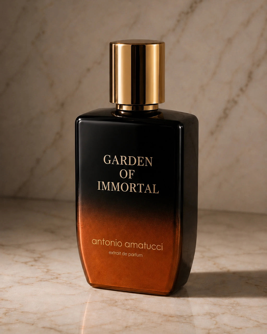 Flacone Garden of Immortal Elixir de Parfum Antonio Amatucci, profumo verde con foglia di pomodoro ed elicriso